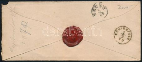 1870 5kr piros, levélen "DEBRECZEN" - "BRÜNN" - "KÖNIGSFELD"