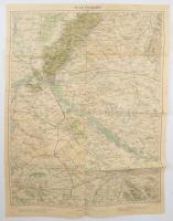 cca 1900 Pozsony (Pressburg) és Győr (Raab) környékének katonai térképe, 1 : 200.000, K. u. k. militär-geographisches Institut, kissé foltos, sérült, 62x41 cm