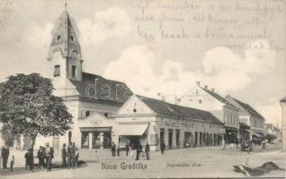 Nova Gradiska Zagrebacka street with the Bauer press and the shop of Nikola Vilic