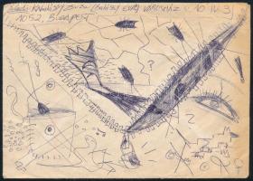 Balássy Éva (1951-2014): Alakok (cím nélkül, kétoldalas mű), 1985 körül. Vegyes technika, papír (bor...