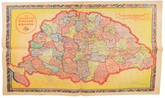1938 Az ezeréves Magyarország térképe, a hátoldalon Európa 1938 végén, a Pesti Hírlap kiadása, kissé sérült, koszos, 41x57 cm