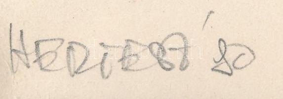 Heritesz Gábor (1948-): Geometrikus kompozíció (cím nélkül), 1980. Szitanyomat, hajtás, papír, jelze...