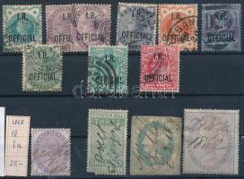 Nagy-Britannia 13 db régi bélyeg és illetékbélyeg stecklapon