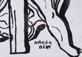 Kádár Béla jelzéssel: Y. Tus, papír. Üvegezett fakeretben. 22,5x18 cm