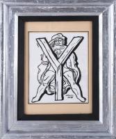 Kádár Béla jelzéssel: Y. Tus, papír. Üvegezett fakeretben. 22,5x18 cm