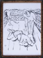 Molnár C. Pál (1894-1981): Bokszmeccs. Nyomat, papír, jelzett a nyomaton. Ferenczy Galéria kiadása, 1999. Lapméret: 42x29,5 cm. Üvegezett, kissé sérült fakeretben.