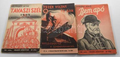 Nemzeti Könyvtár 3 száma (65., 120., 121.), 1848-49-es témában:  Sz. Gy: Tüzér voltam 48-.ban. (Egy honvéd-köztüzér élete 1848/49-ben.) A szövegrajzok és a borító Dongó György munkája.; Hidvégi Jenő: Bem apó. A szövegrajzok és a borító Fáy Dezső munkája.; Solymossy Péter: Tavaszi szél. 1848 a magyar sajtó tükrében. A borítólap Fáy Dezső munkája.  Bp.,én.-1944 ,Stádium, 80 p.; 61+3 p.;63+1 p. Kiadói papírkötések, kopott borítókkal.