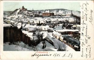 1905 Segesvár, Schässburg, Sighisoara; Látkép télen. Fritz Teutsch kiadása / view in winter (EM)