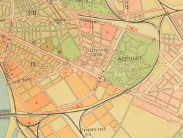 cca 1925 Térkép Budapest székesfőváros elemi iskoláinak III. osztálya számára, szerk.: Bardócz Pál, ...