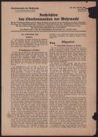 1943 Nachrichten des Oberkommandos der Wehrmacht Nr. 888, a Wehrmacht főparancsnokságának hírei, német nyelven, sérülésekkel, kisebb folttal, 2 p.