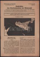 1943 Nachrichten des Oberkommandos der Wehrmacht Nr. 891, a Wehrmacht főparancsnokságának hírei, német nyelven, kis foltokkal, 4 p.
