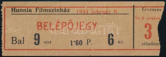 1944 Hunnia Filmszínház belépőjegy