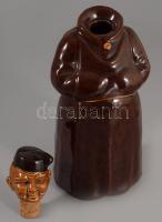 Szerzetes figurás italos palack, számozott, hibátlan, m: 23 cm