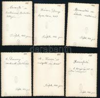 1936 Siófok, vitorlásverseny a Balatonon, 6 db fotó, a hátoldalon feliratozva, 8x6 cm