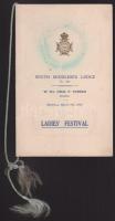 1931 A South Middlesex Lodge szabadkőműves páholy, női ünnepségének menükártyája. Dombornyomott borító. (4)p.