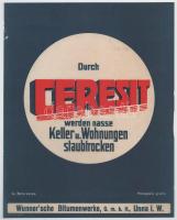 ca 1930 Ceresit reklám plakát. 21x28 cm Biblia (pausz) papíron. 22x26 cm