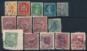 14 db régi céglyukasztásos francia, német illetve osztrák bélyeg