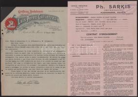 ca 1930 4 db dekoratív külföldi fejléces levélpapír