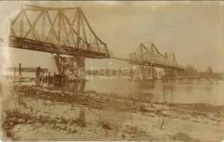 Halych, Halicz, Halics (Galicia, Galizien); WWI military, destroyed bridge. photo (worn surface)