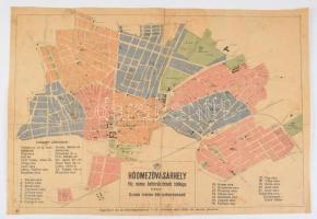 cca 1930 Hódmezővásárhely thj. város belterületének térképe, kiadja: Szabó István könyvkereskedő, kissé viseltes, foltos, javított, 30x39 cm