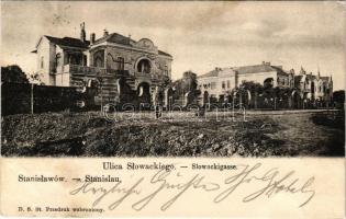 1904 Ivano-Frankivsk, Stanislawów, Stanislau; Ulica Slowackiego / Slowackigasse / street view, villa (fl)