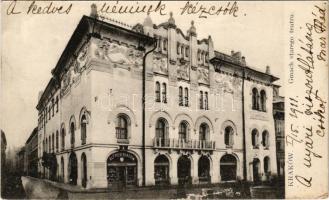 1911 Kraków, Krakau, Krakkó; Gmach starego teatru / the old theatre building, shop of Alfred Biasion (EK)