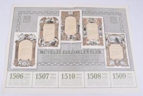 ca 1910 Kner Izidor Művészi díszoklevelek mintákat bemutató reklám nyomtatvány 42x32 cm