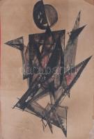 Jelzés nélkül: Konstruktív alak. Tus, akvarell, papír. Sérült. Kartonra kasírozva. Üvegezett fakeretben. 35×26 cm