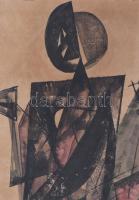 Jelzés nélkül: Konstruktív alak. Tus, akvarell, papír. Sérült. Kartonra kasírozva. Üvegezett fakeret...