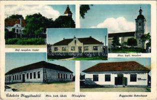 1941 Nagyölved, Velké Ludince (Nyitra); Református templom, Római katolikus templom és iskola, Községháza, Fogyasztási szövetkezet üzlete és saját kiadása / Calvinist church, Catholic church and school, town hall, cooperative shop (EK)