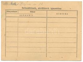 1943. Névre szóló, kitöltött viselői igazolvány a Tűzkereszt I. fokozatához, részben kiolvasható &qu...