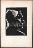 Virányi Endre (1906-1996): Arckép, 1930-as évek. Linómetszet, papír, jelzés nélkül, 18,5×14 cm