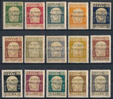 Fiume 1921 Forgalmi sor Mi 114-128 (Sassone 149-163, EUR 1.300.-) (Mi EUR 510.-)