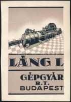 ca 1930 Láng L. gépgyár Rt. reklám kisplakát 17x25 cm