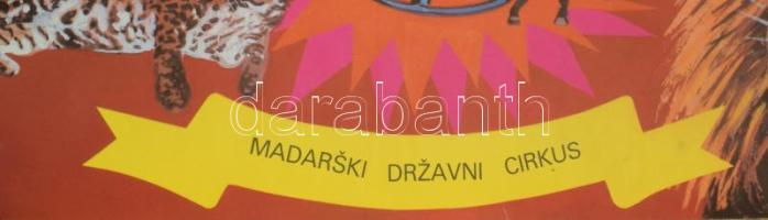 1987 Super Cirkus Apollo, cirkuszplakát, Offset és Játékártya Nyomda, jelzés nélkül (Benkő Sándor?),...
