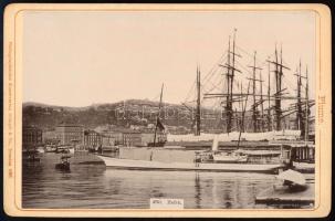 ca 1890 Fiume, Kikötő / port Keményhátú kabinetfotó Stengel. 16x11 cm