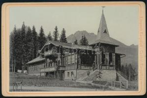 cca 1890 Magas-Tátra, Felső Hági vendéglő Stengel, keményhátú kabinetfotó 10,5x16,5 cm / High Tatras, vintage photo,