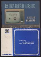 cca 1978 Videoton TA 5301 Super Star 24, TA 3301 Super Star 20 televízió kezelési utasítás + Lehel hűtőgépgyár, útmutató az élelmiszerek házi fagyasztásához