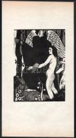 Gadányi Tosa Ferenc (1912-?): Sötét angyal, fehér akt, 1930-as évek. Fametszet, papír, jelzés nélkül. 16,5x12 cm