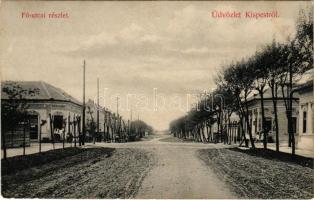 Budapest XIX. Kispest, Fő utcai részlet, Kozma Lajos mészáros és hentes üzlete. Fischhof Henrik kiadása (EK)