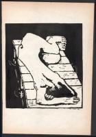 Tahi-Tóth Nándor (1912-1978): Fekvő női akt, 1930as évek. Linómetszet, papír, jelzés nélkül. 20x18 cm