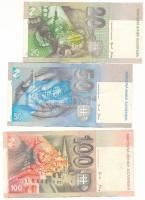 Szlovákia 2001. 20K "J98806737" + 100K "L936533661" + 2002. 50K "C96207918&...