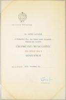 1975-1985 Grétsy László (1932-2024) nyelvész részére adományozott 3 darab kitüntetés, dicséret, kine...