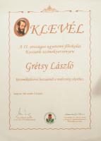 Grétsy László (1932-2024) nyelvész részére adományozott 3 darab oklevél, megbízólevél, köszönőlevél,...