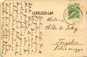 1914 Pálháza, Kőkapu, gr. Károlyi László vadászkastélya. A képeslap címzettje Thilda de Inkey (báró ...