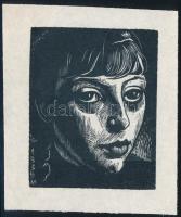 Varga Mátyás (1910-2002): Leányarckép, 1935. Fametszet, papír, jelzett a metszeten, 7,5×6 cm