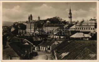Veszprém, látkép, Pósa-ház (copf stílusú manzárdtetős ház). Kálmán István kiadása, Weinstock E. Budapest No. 301.
