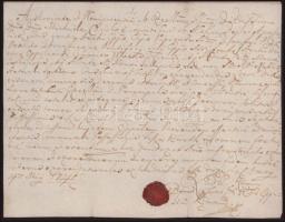 1741 A váci püspökség tiszakürti birtokával kapcsolatos levél gyűrűspecséttel