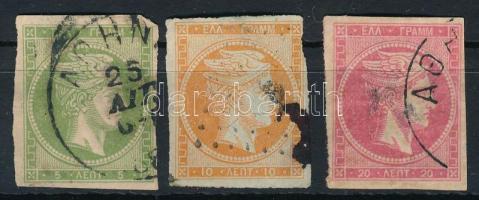 Görögország Hermész fejes bélyeg 3 klf színben (hibás szélek / faulty margin)