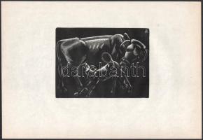 Patay Mihály (1910-1956): Tehén bocival, 1930-as évek. Fametszet, papír, jelzett a metszeten, 11x14,5 cm